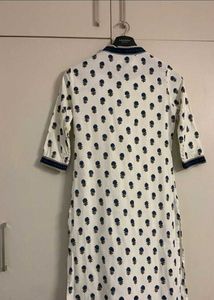 White Kurta with Floral Print