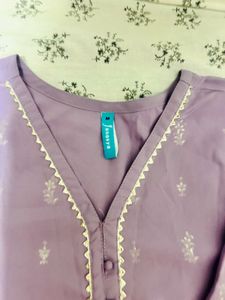 Lavender Kurta with White Print