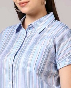 Shein Extended Sleeves Spread Collar Striped Shirt