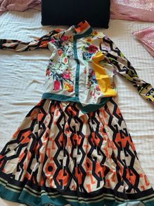 Retro Geometric Print Maxi Skirt Co-ord Set