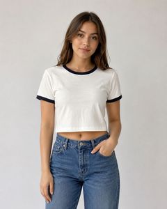 Cream H&M Crop T-Shirt | L size