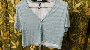Mint Green Cropped Cardigan Top