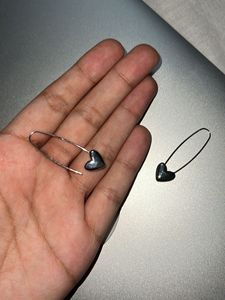 Heart Safety Pin Pair and hoops H&amp;M