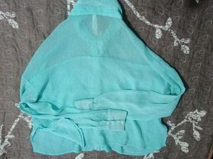 Sheer Aqua Button-Up Shirt