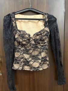 SEXY BLACK Lace Corset Top