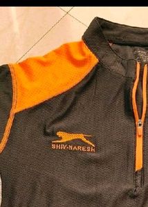 Shiv Naresh Branded L size, Orange - Grey, Dry Fit