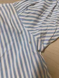 Striped Peplum Blue Tie-Front Top