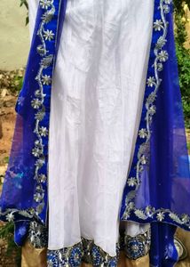Elegant Blue Saree with Silver Embroidery