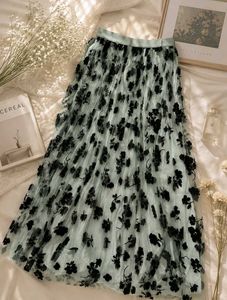 Sheer Floral Print Maxi Skirt