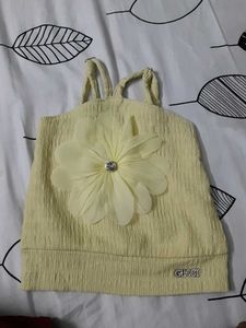 Yellow Floral Embellished Top