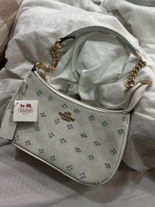 Coach White Embellished Shoulder Bag