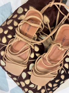 Nude Lace-Up Sandals