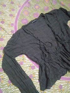 Dark Grey Peplum Top