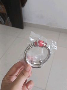Bohemian Red Bead Silver Bracelet