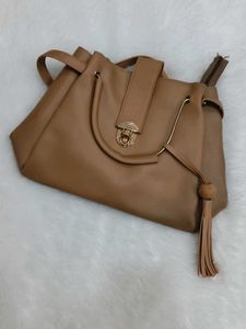 Stylish Tan Faux Leather Shoulder Bag
