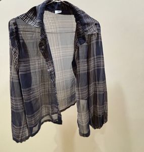 Chic Plaid Sheer Long Sleeve Top