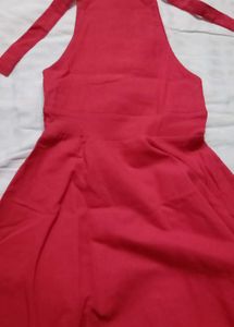 Chic Red Pinafore Dress