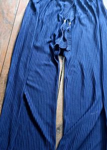 Blue Pleated Palazzo Pants
