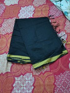 Elegant Black Dupatta with Gold Border