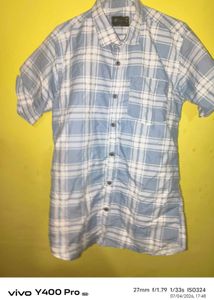 Men's Blue Plaid Short Sleeve Shirt