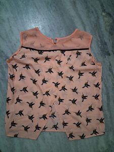 Bird Print Sleeveless Top