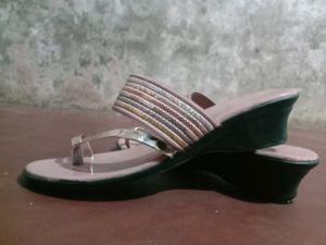 Wedge Sandals - Pink &amp; Shimmering Straps