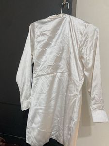 Elegant Satin Shirt Dress