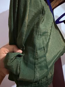 Green Floral Print Kurta with full set