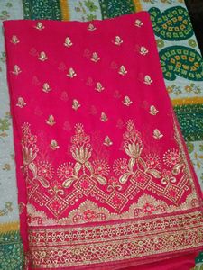 Beautiful Pink Embroidered Saree