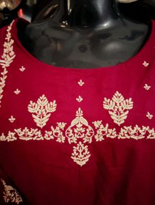 Maroon Colour Kurta Designer Neck