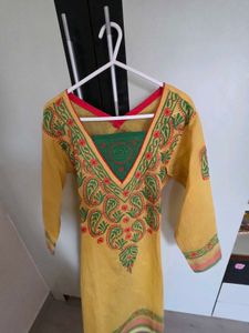 Vibrant Embroidered Yellow Kurta