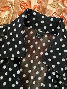 Classic Black Polka Dot Sheer Top