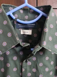 Jack &amp; Jones Men's Green Printed Long Sleeve Shirt