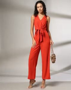 Chic Orange Wide-Leg Jumpsuit