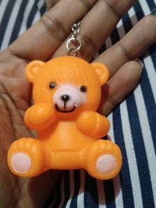 Cute Orange Teddy Bear Keychain