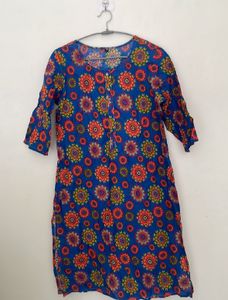 Blue Floral Print Kurta