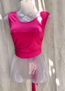 80209. Hot Pink Sleeveless Wrap Top