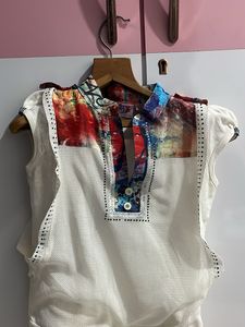 Unique White Embellished Top