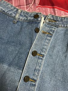 Vintage Two-Tone Denim Midi Skirt