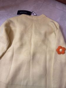Cute Yellow Floral Knit Sweater