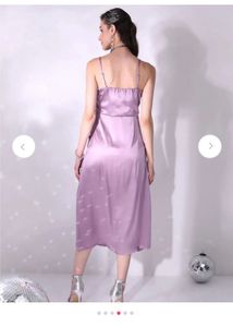 Elegant Lilac Satin Midi Dress
