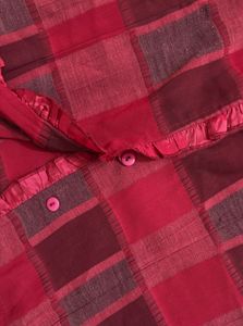 Maroon red checkered button up top