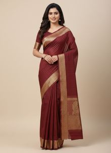 Elegant Maroon & Gold Saree