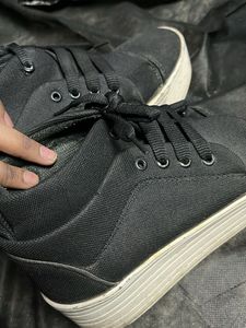 Black Canvas High-Top Sneakers