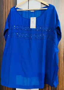 Royal Blue Embellished Tunic Top