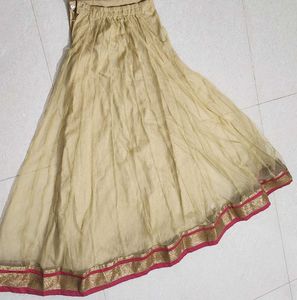 Cream Colour Netted Skirt With Blouse
