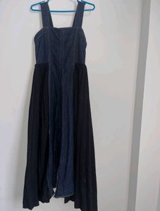 Denim Pleated Midi Dress