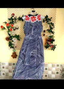 Stylish Blue &amp; White Zebra Print sun dress