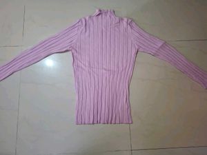 Ribbed Turt Neck Long Sleeve Top
