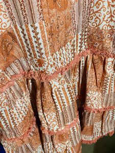 Boho Patchwork Tiered Kurta with Tassel Tie